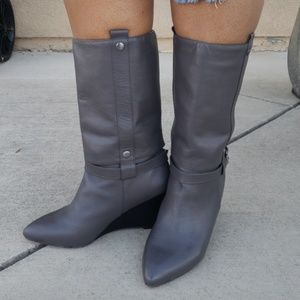 Mid Shaft Wedge Heel Boots